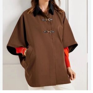 Talbots Brown Cape with Black Collar